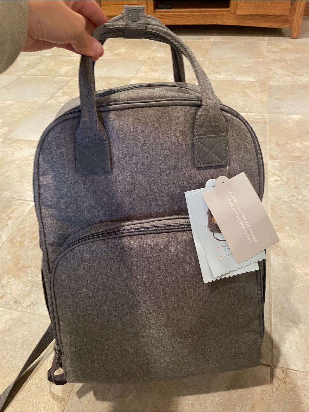 NWT Cloud Island Cargo Diaper Bag Backpack in Gray